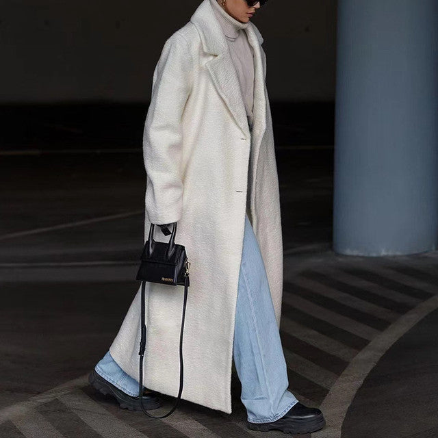 Ženska jesensko-zimska jakna na preklop iz kašmirja