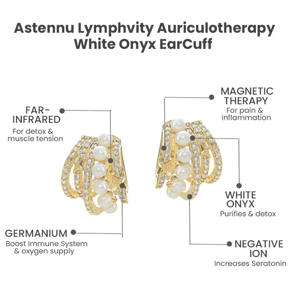 Astennu Lymphvity Auriculotherapy White Onyx EarCuff (časovno omejen popust 🔥 zadnji dan)