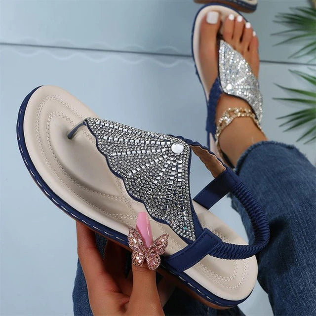 🔥2023 Ženski ortopedski sandali za prosti čas, modni copati Crystal Rome s sponko