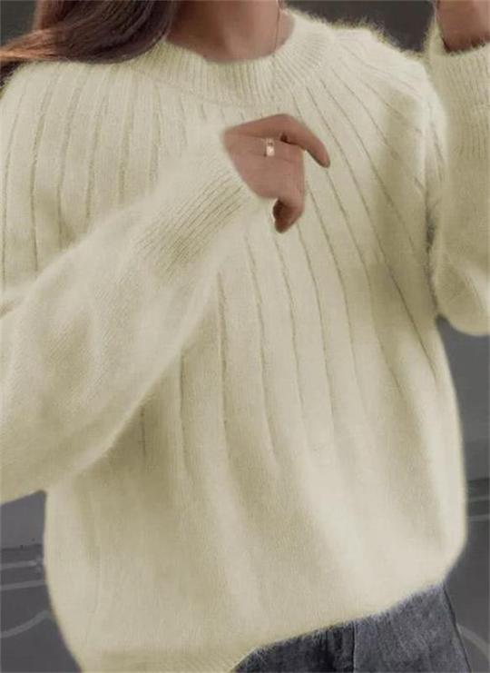 Puhast enobarvni pleten pulover iz kašmirja
